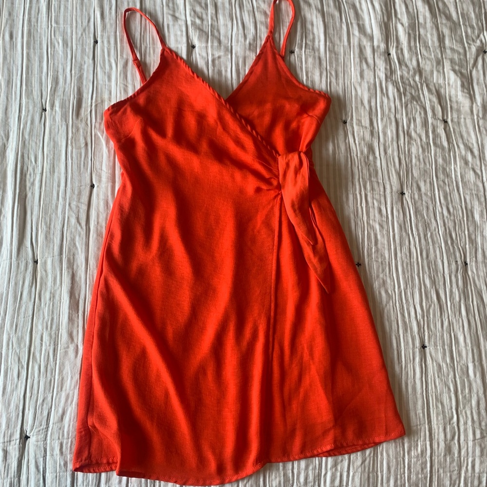 Red wrap dress